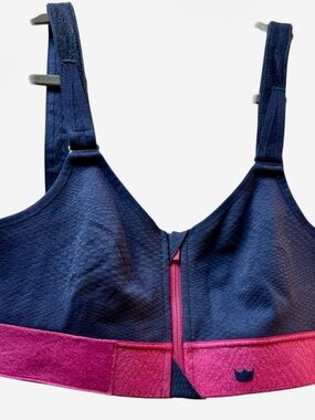 SHEFIT Navy and Bright Pink Support Sports Bra